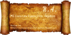 Miloszavlyevits Andos névjegykártya